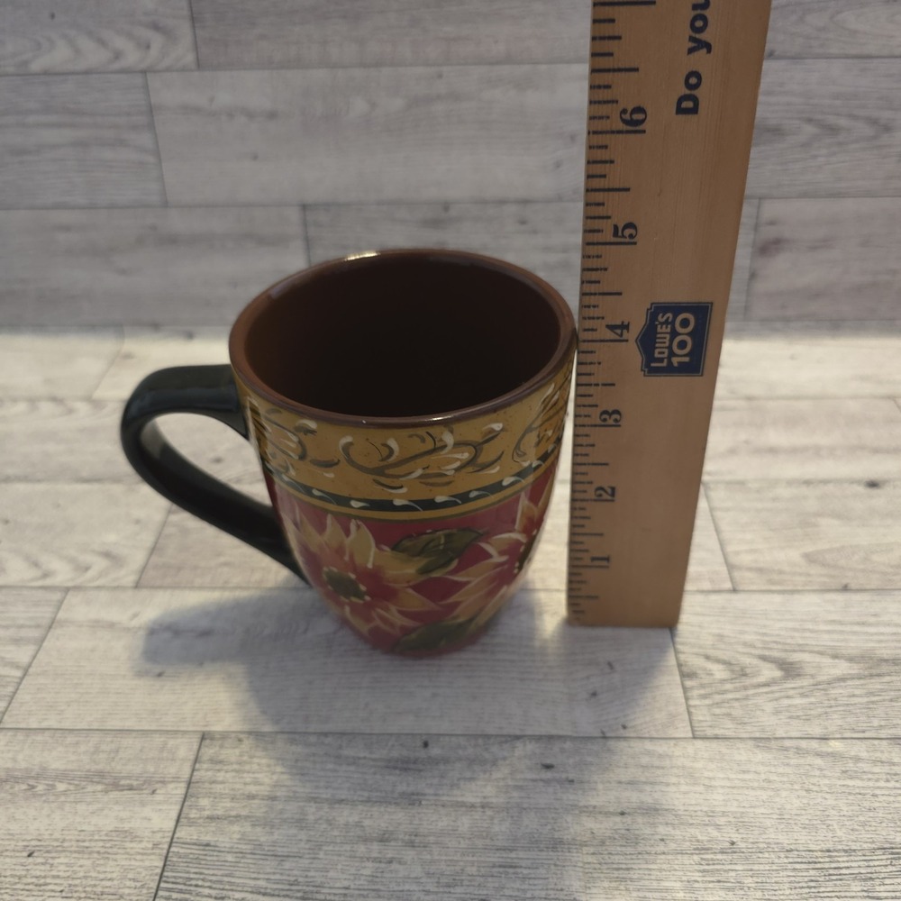 Pier 1 Sunflower Mug Set Tuscan Fall Autumn Stoneware Coffee Cup Pair - Picture 9 of 10